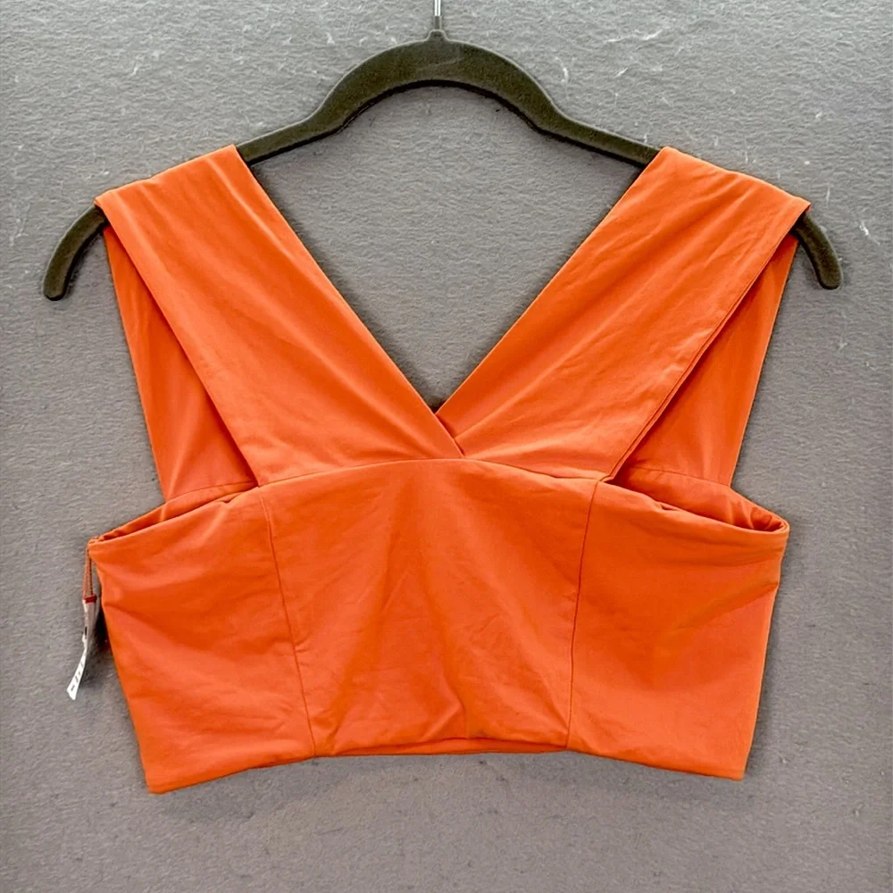 L * Space - Women's Orange Bralette Top Convertible Square Neckline & V - neck L